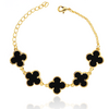 PULSEIRA COM TREVOS PRETOS PEQUENOS - BANHADO A OURO18K