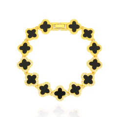 PULSEIRA TREVOS COM BORDA CRAVEJADA E MADRE PÉROLA - comprar online