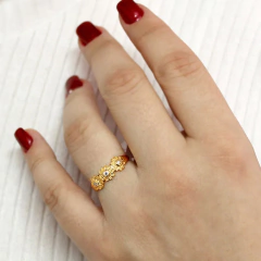 ANEL MARGARIDAS COM ZIRCÔNIAS - BANHADO A OURO18K - comprar online