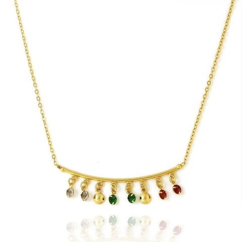 COLAR ARCO COM ZIRCÔNIAS PENDURADAS BANHADO A OURO18K
