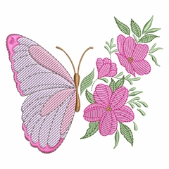 Matriz de Bordado Borboleta com Flores
