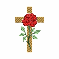 Matriz de Bordado - Cruz com Rosa