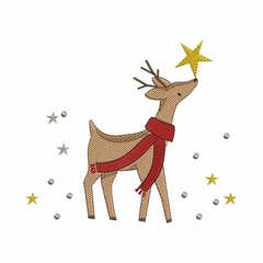 Matriz de Bordado - Rena com Estrela