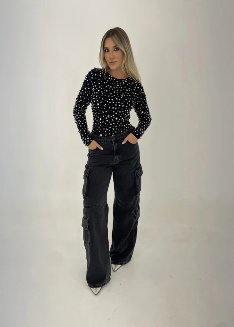 Body Hailey Decote Costas Preto - comprar online