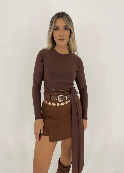 Shorts Saia Mel Marrom - comprar online