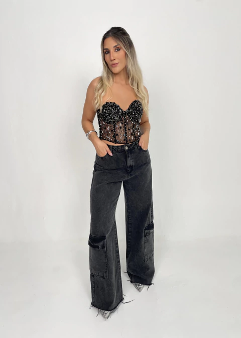 Corset Mia Preto/Fumê - comprar online