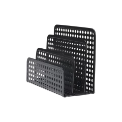 Porta Documentos com 3 Nichos de Mesa Ofício - Preto