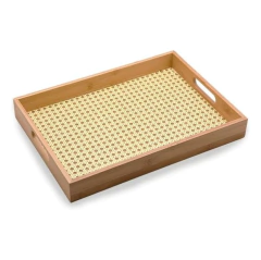 Bandeja de Bambu com Palha - Retangular - 39cm