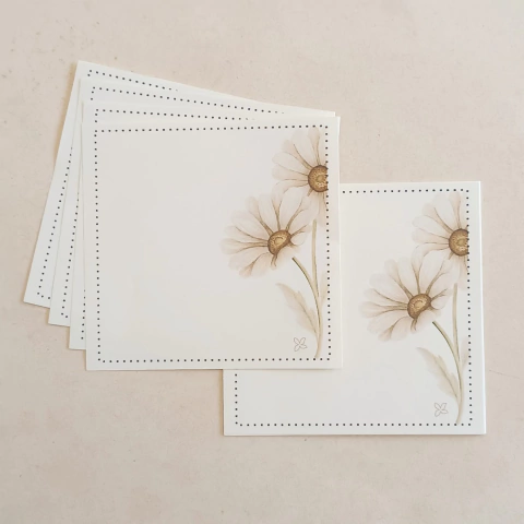 Bloquinho de Recado 10x10 50 folhas | MARGARIDAS I Papel: MARFIM