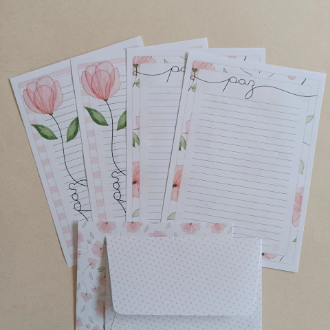 Papéis de Carta Coleção SOMOS FILHAS com Envelope 04 unidades | Paz