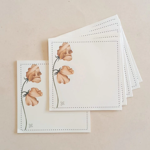 Bloquinho de Recado 10x10 50 folhas | FLORES DO CAMPO I Papel: MARFIM