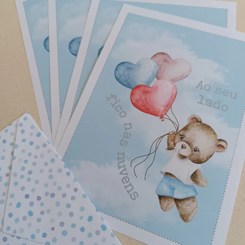 Coleção de Papéis de Carta MEU AMOR É TODINHO SEU com Envelope | AO SEU LADO FICO NAS NUVENS