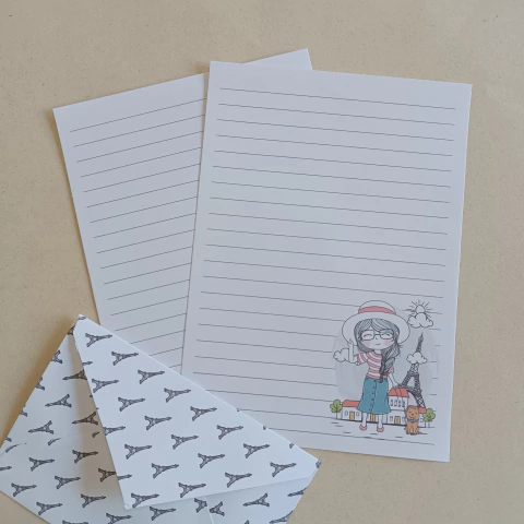 Papel de Carta Coleção CHARLOTE EM PARIS com Envelope 10 unidades | PASSEANDO COM O PET - comprar online