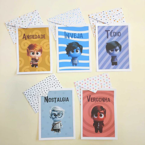 Papéis de Carta Coleção DIVERTIDAMENTE com Envelope 10 unidades | Emoções MENINOS (Filme 2) - comprar online