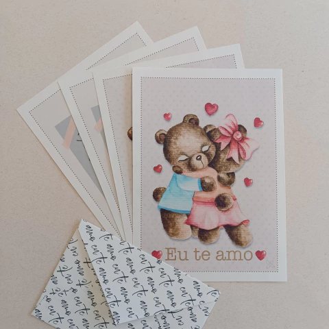 Coleção de Papéis de Carta MEU AMOR É TODINHO SEU com Envelope | URSINHOS POTE DE AMOR