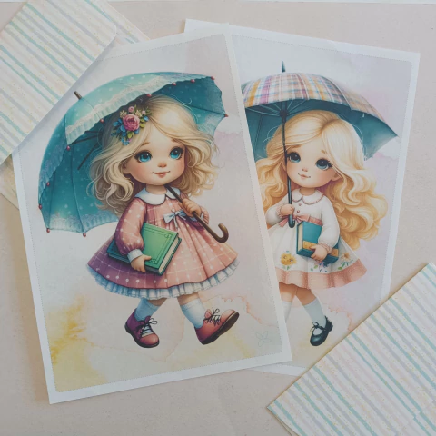 Papéis de Carta DOCE MENINA com Envelope 04 unidades | ANE