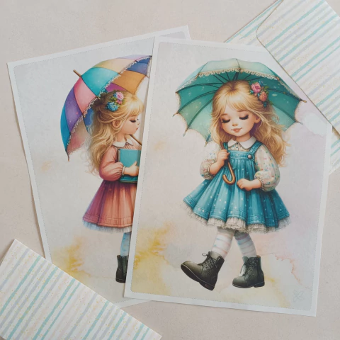 Papéis de Carta DOCE MENINA com Envelope 04 unidades | SARA