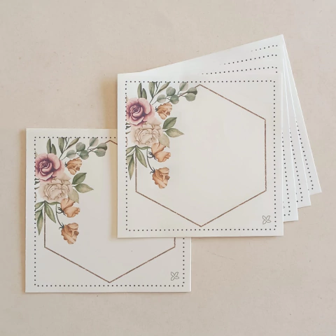 Bloquinho de Recado 10x10 50 folhas | FLORES DO CAMPO II Papel: MARFIM