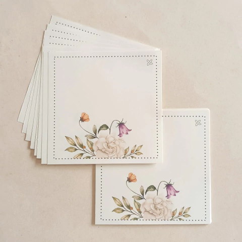 Bloquinho de Recado 10x10 50 folhas | FLORES DA PRIMAVERA II Papel: MARFIM