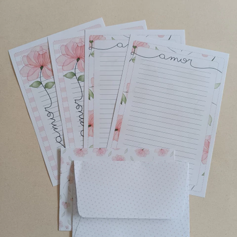 Papéis de Carta Coleção SOMOS FILHAS com Envelope 04 unidades | Amor