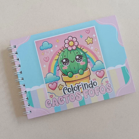 Livro de Colorir 15x21 CD 50fls 120g Rara Papelaria | CACTOS FOFOS