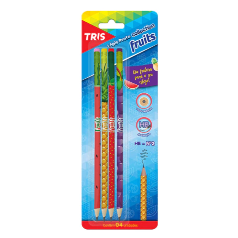Lápis Preto com Borracha FRUIT TRIS 04 unidades