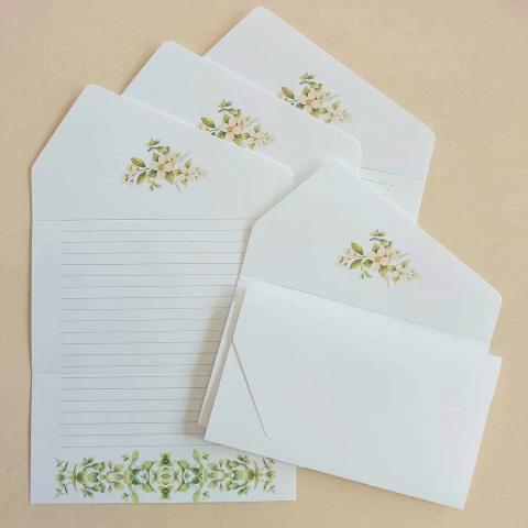 Papel de Carta Coleção Dois em Um 05 unidades | Microcotelê JASMIM - comprar online