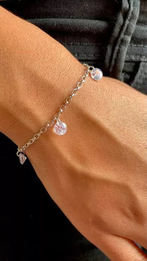 Pulseira com Zircônias Aço Inox