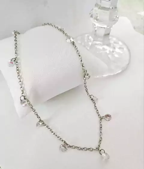 Colar Choker com Zircônias Aço Inox
