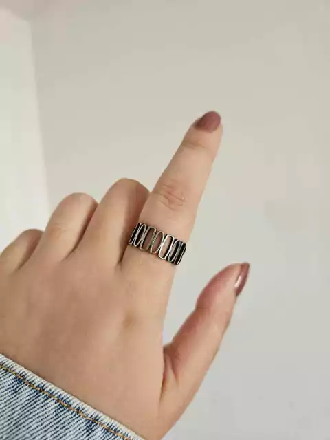 Anel Geométrico Vazado Aço Inox