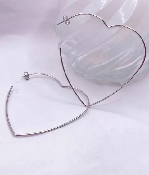 Argola Coração (G) Aço Inox