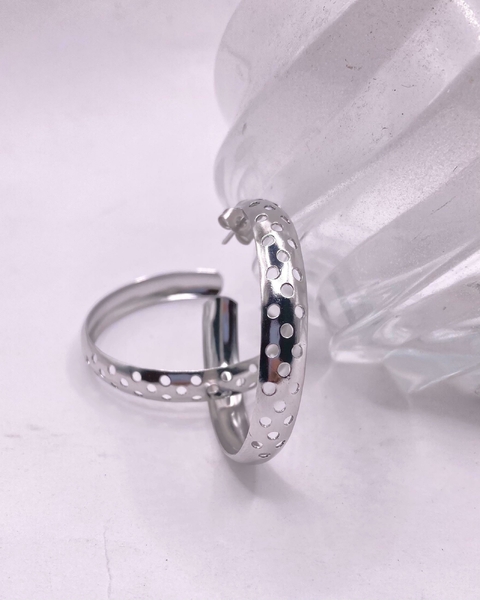 Brinco Argola Vazada Aço Inox