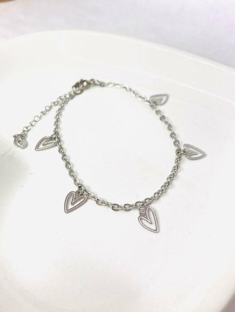 Pulseira Corações Vazados Aço Inox - comprar online