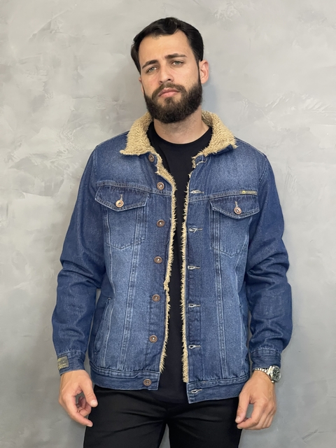 JAQUETA JEANS ESCURA TRUCKER SHERPA AUSTIN - comprar online