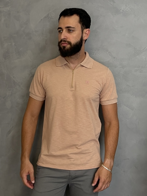 CAMISA GOLA POLO COM ZÍPER SALMÃO - comprar online
