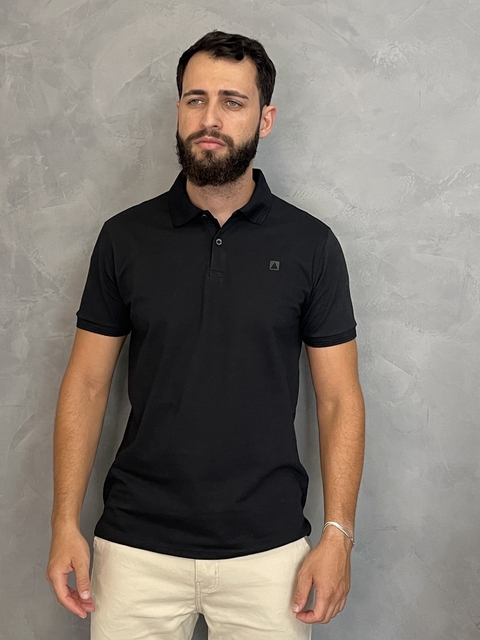 CAMISA GOLA POLO COM BOTÕES AUSTIN PRETA - comprar online