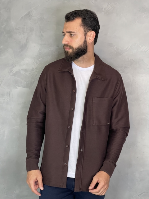 CAMISA SLIM CLASSIC MALHA WELTS MARROM AUSTIN - comprar online