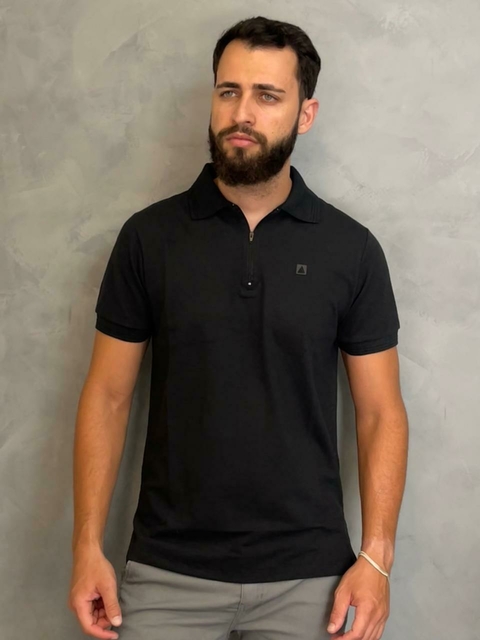 CAMISA GOLA POLO COM ZÍPER PRETA - comprar online