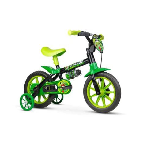 BICICLETA ARO 12 PRETO COM VERDE
