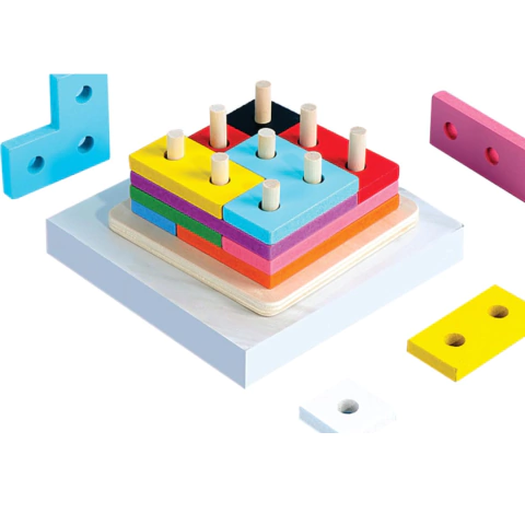 ENCAIXE DIVERTIDO FORMAS E CORES TETRIS MDF UN SORTIDO