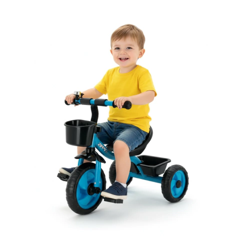 Triciclo Infantil com Cestinha – Azul e Preto