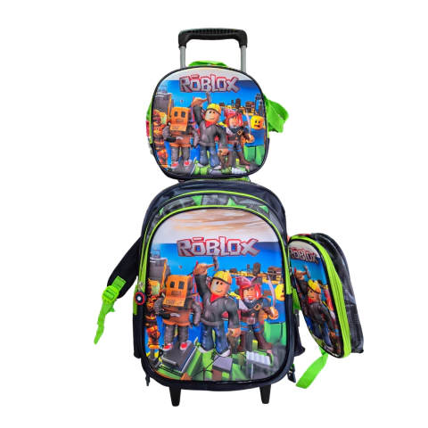MOCHILA DE RODINHA INFANTIL ESCOLAR COM PERSONAGENS 3D ROBLOX