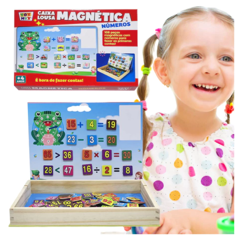 Brinquedo Educativo Caixa Lousa Magnética Números - 108 Peças
