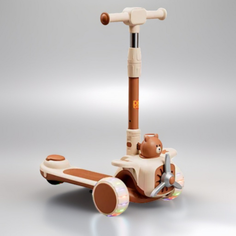 Patinete Aviãozinho Feliz – Dobrável com Rodas LED e Som