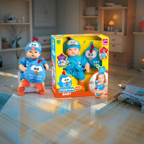 BONECA GALINHA PINTADINHA COM PELUCIA