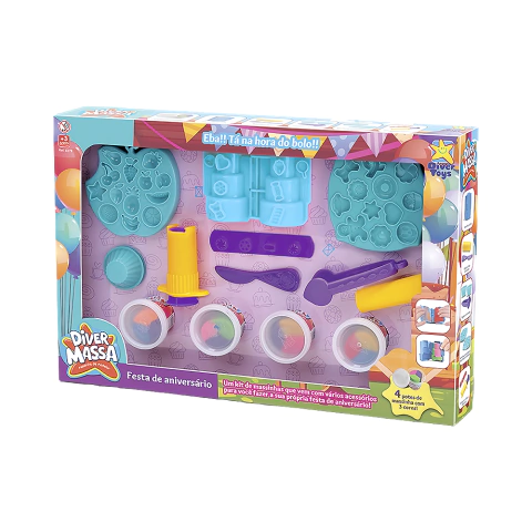 MASSINHA DIVER MASSA - FESTA DE ANIVERSARIO (MASSA DE MODELAR C/ACESSORIOS)