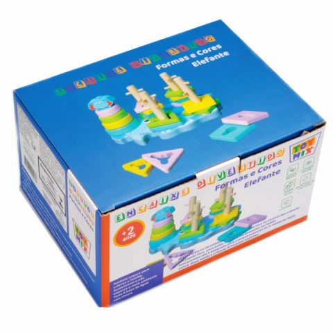 ENCAIXE DIVERTIDO FORMAS E CORES ELEFANTE 22PC MDF