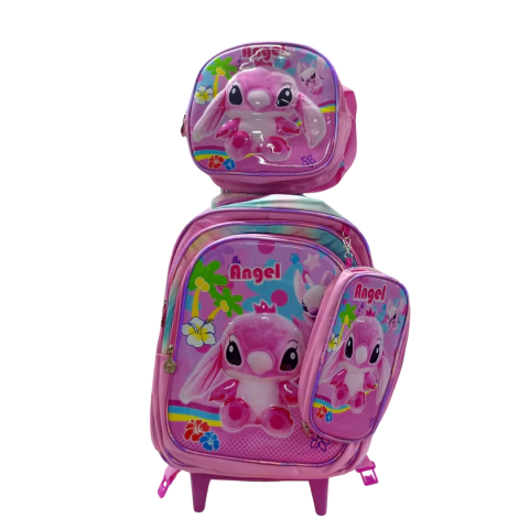 MOCHILA DE RODINHA INFANTIL ESCOLAR COM PERSONAGENS 3D ST RO