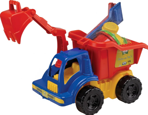 Brinquedo Caminhão Truck Praia Caçamba Com 11 Peças