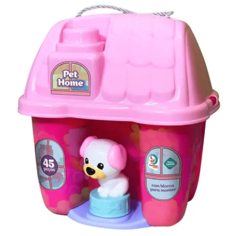 CASINHA PET HOME COM BLOCOS ROSA
